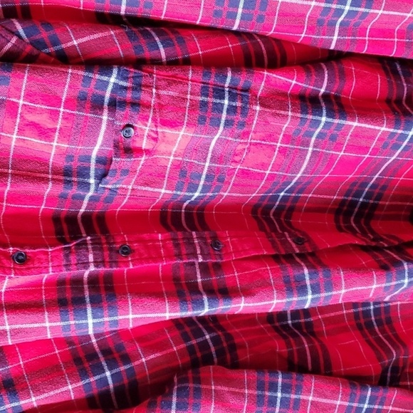 Merona red plaid flannel LS shirt one pocket size XL - Picture 3 of 9